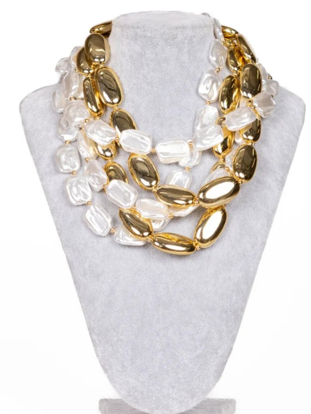 Ross-Simons Gold Plated Faux Baroque Pearl Layered Statement Necklace & Earrings